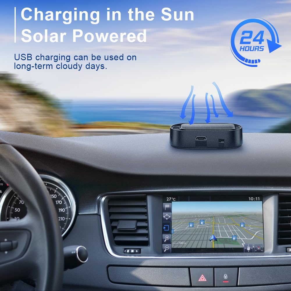 ELECTOP Solar Fake Car Alarm LED Light - Anti-Theft USB Charging for Cars (2PCS Blue) - Perfect for Night Parking Security