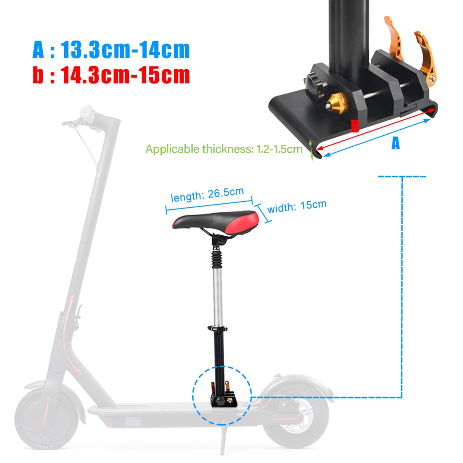 Foldable Adjustable Universal Electric Scooter Seat - Replacement Saddle for M365 & Other E-Scooters | Aluminum Alloy Frame with Thick Foam Padding | Perfect for Commuting & Urban Travel