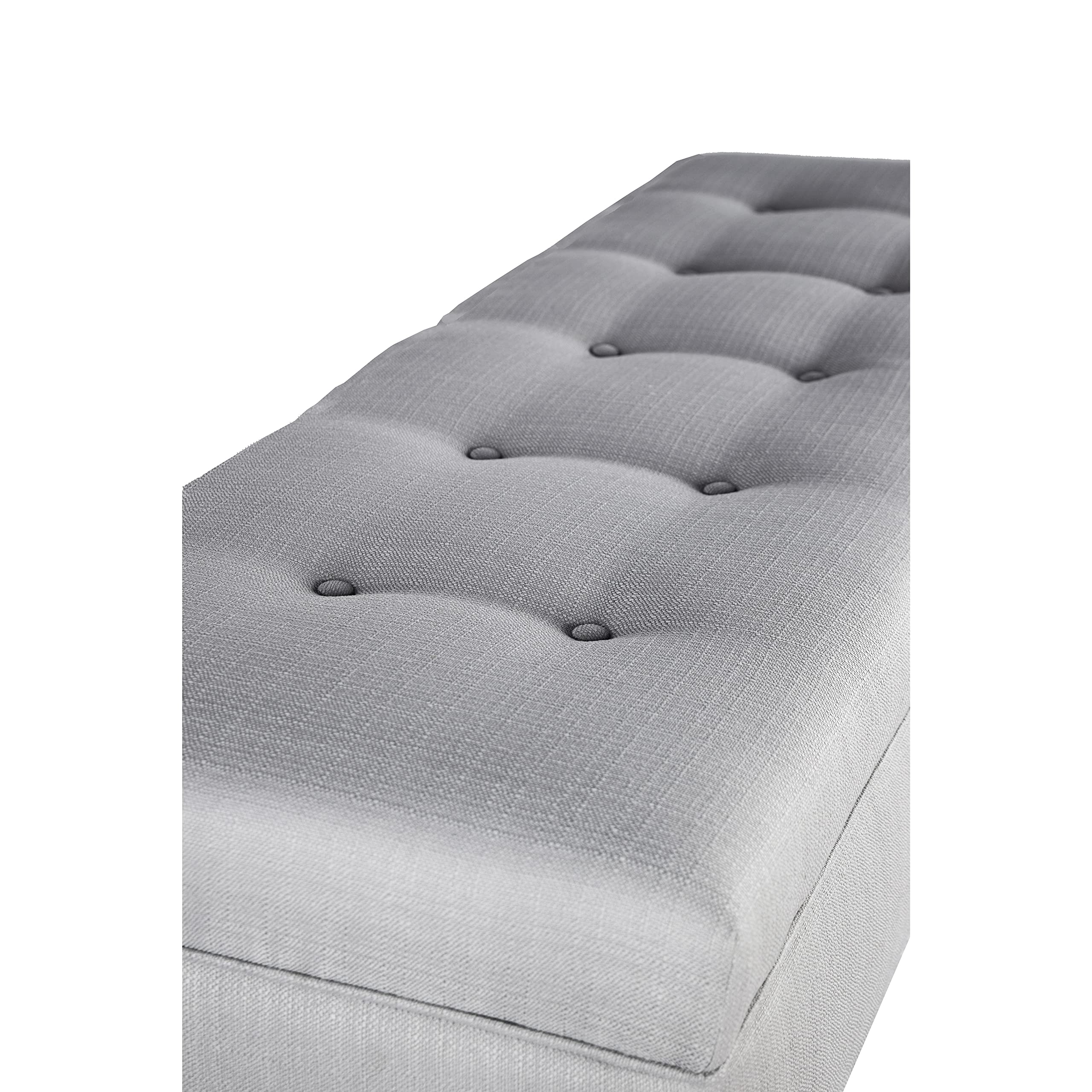 MJL Furniture Designs Brooke Collection Button Tufted Upholstered Long Bedroom Storage Bench, Sachi Series, Khaki - Perfect for Bedroom Seating, Entryway Storage & Home Organization