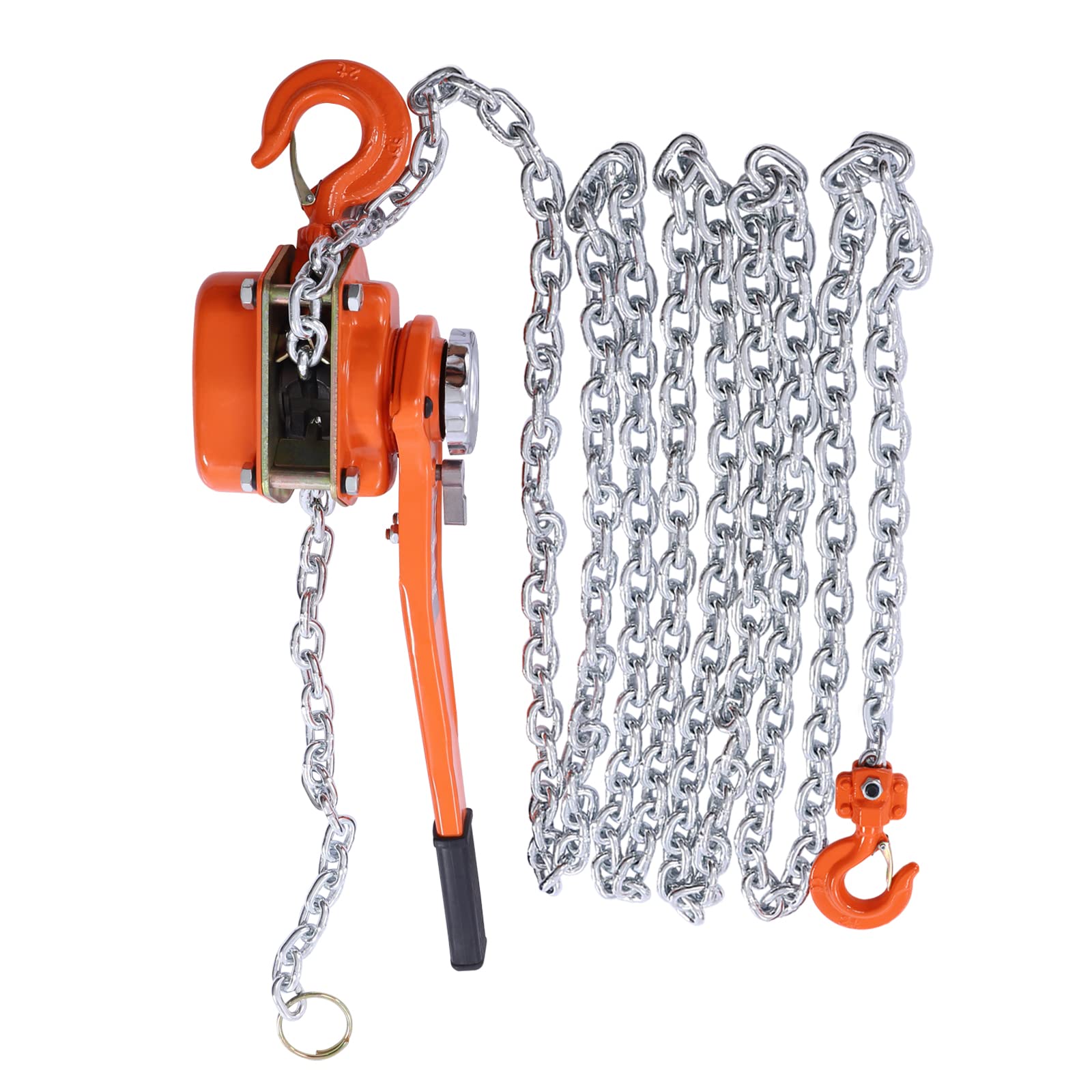 Heavy Duty Manual Lever Chain Hoist 3300LBS (1.5 Ton) with 20ft Lifting Chain - 7.1mm/0.3inch Orange Ratchet Hoist for Warehouse, Garage, Construction & DIY Projects
