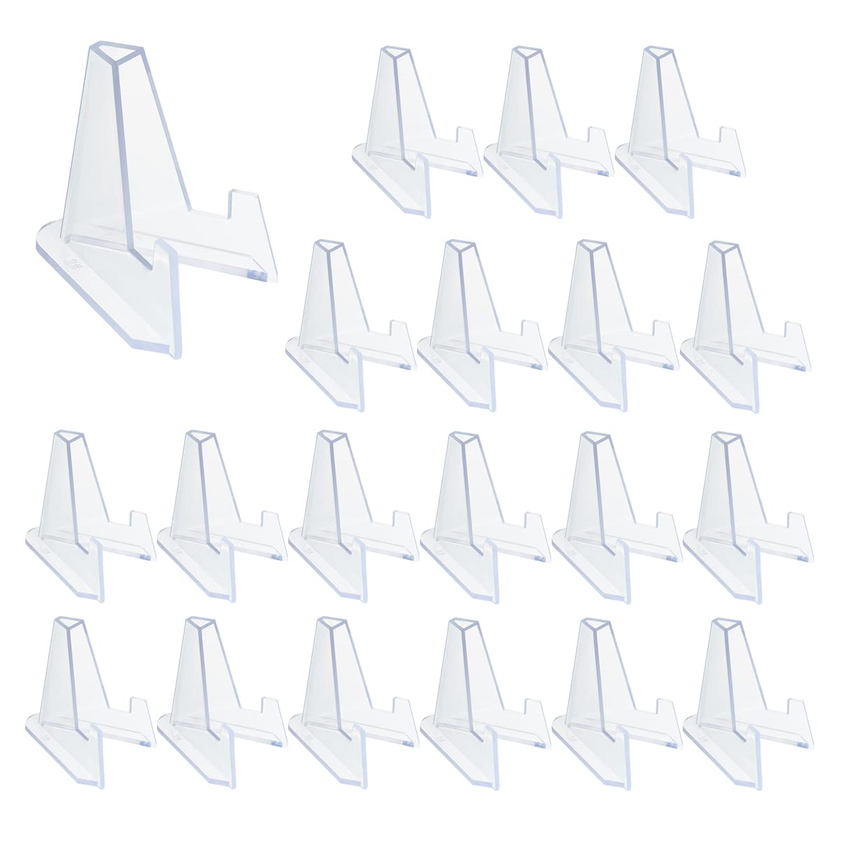 Yuntop 20 Pack Acrylic Easel Stands - Mini Clear Display Holders for Small Artworks, Coins, Pocket Watches & Challenge Medals (2.12x1.4 Inch) - Perfect for Showcasing Collectibles, Jewelry & Photos at Home, Office or Exhibitions