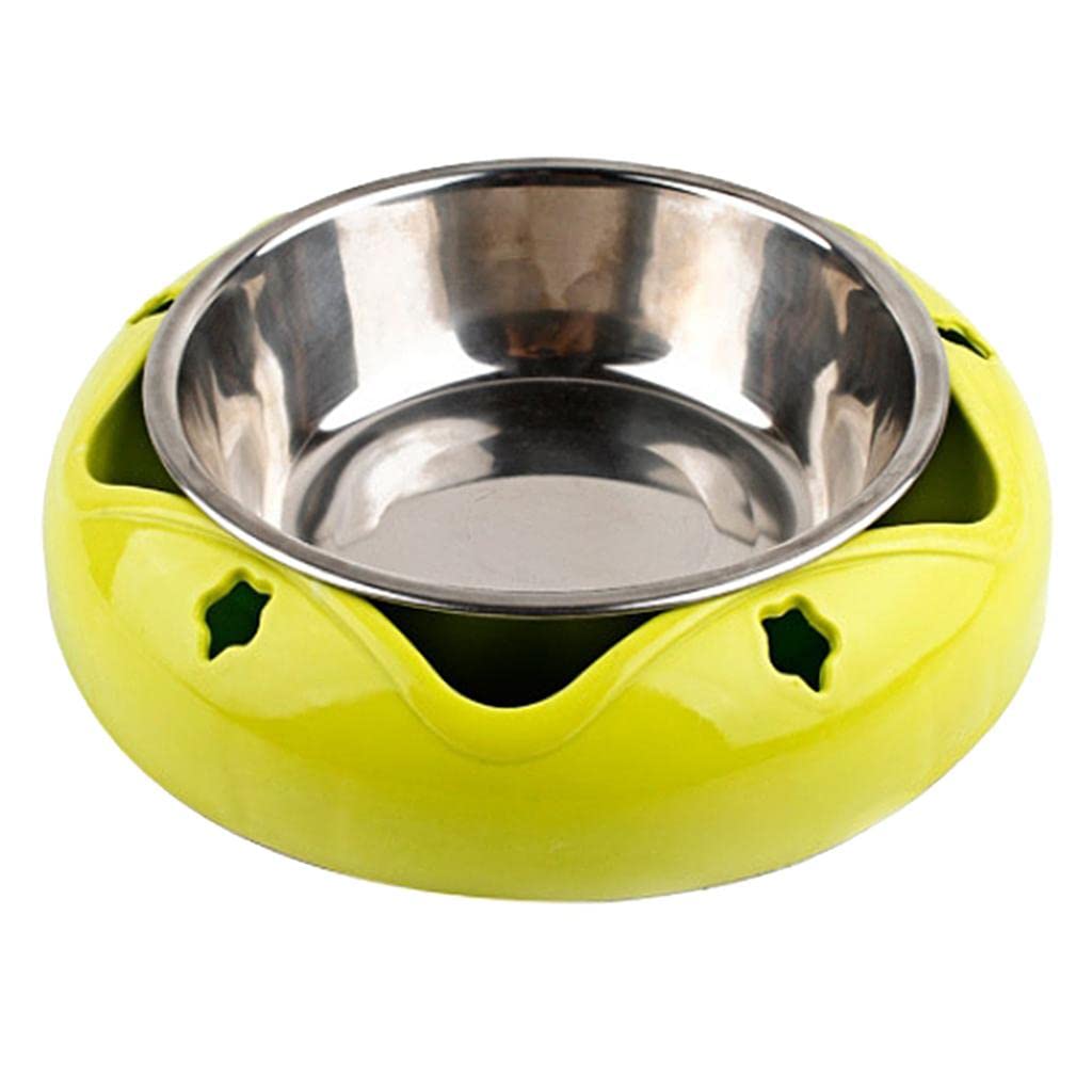 Stainless Steel Pet Bowl for Dogs & Cats - Non-Slip Travel Food Dish with Carry Case, Perfect for Home, Outdoor & Travel Use - Yellow (Lyla Brand)