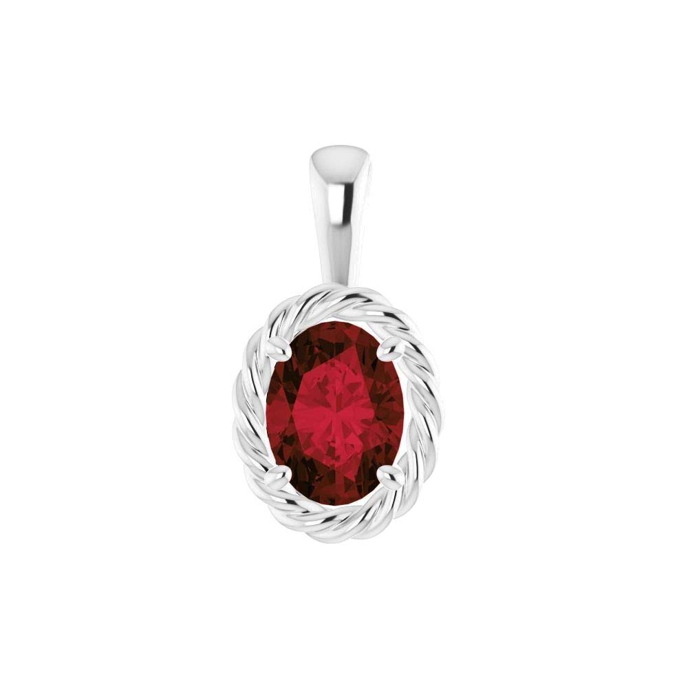 Bonyak Jewelry 925 Sterling Silver Mozambique Garnet Rope Pendant Necklace for Women - Elegant Gift for Birthday, Anniversary & Special Occasions