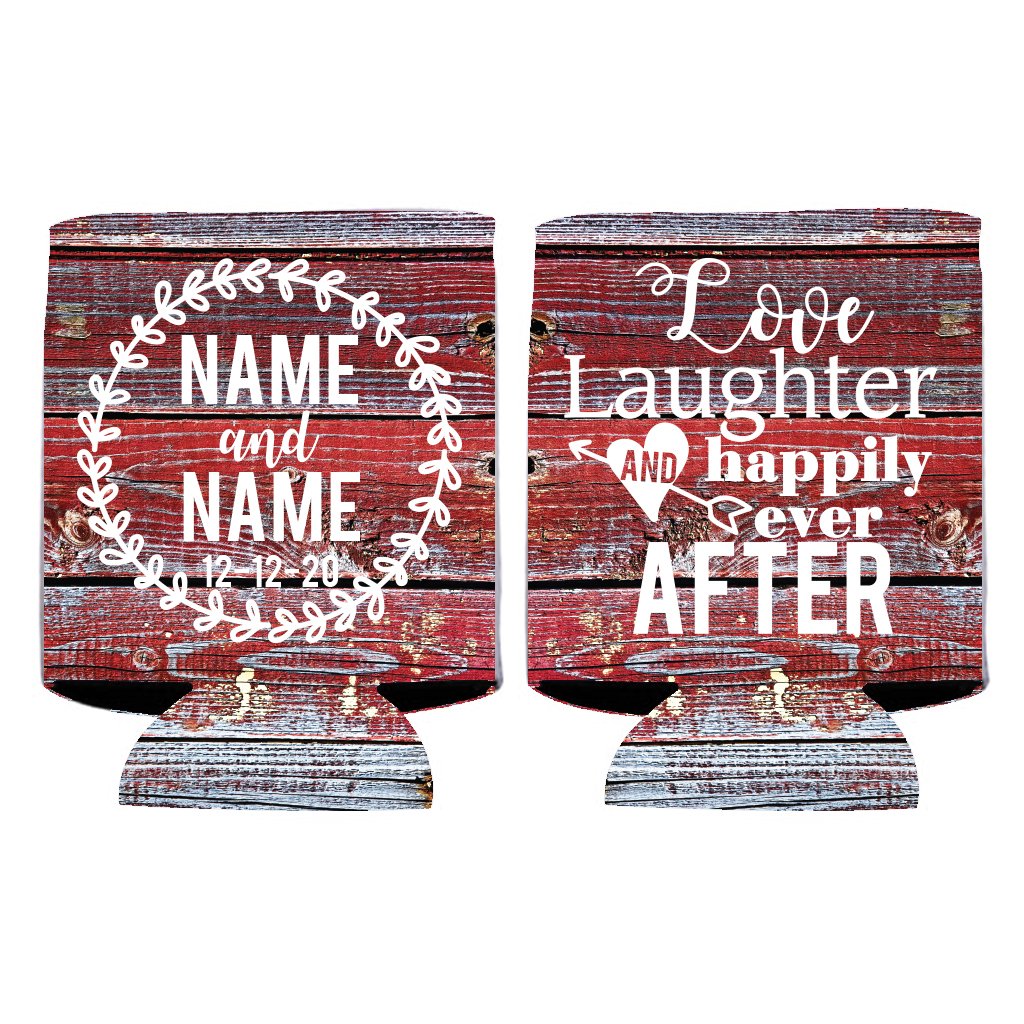 Custom Wedding Can Coolers - Personalized Beverage Coolers for Love, Laughter & Happily Ever After - Set of 50 - Perfect for Weddings, Bridal Showers & Anniversary Parties