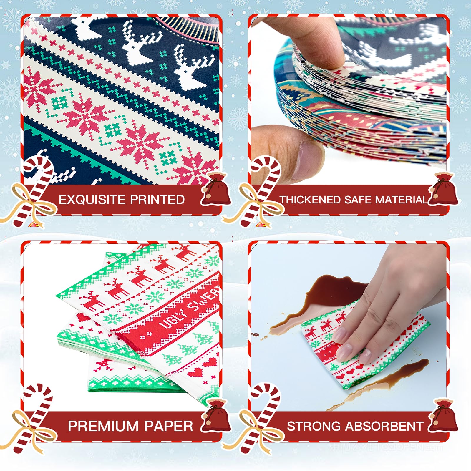 180-Piece Ugly Christmas Sweater Party Supplies Set - Serves 60 Guests | Christmas Paper Plates, Napkins & Dinnerware Kit for Holiday, Birthday & Xmas Celebrations | Includes Dinner Plates, Dessert Plates & Napkins | Perfect for Christmas Parties, Office Events & Family Gatherings