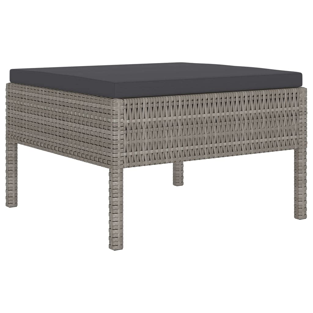 vidaXL 6-Piece Gray Poly Rattan Patio Lounge Set with Cushions - Weather-Resistant Outdoor Furniture for Garden, Pool Deck & Backyard - Durable & Comfortable Rattan Sofa Set for Relaxing, Entertaining & Sunbathing
