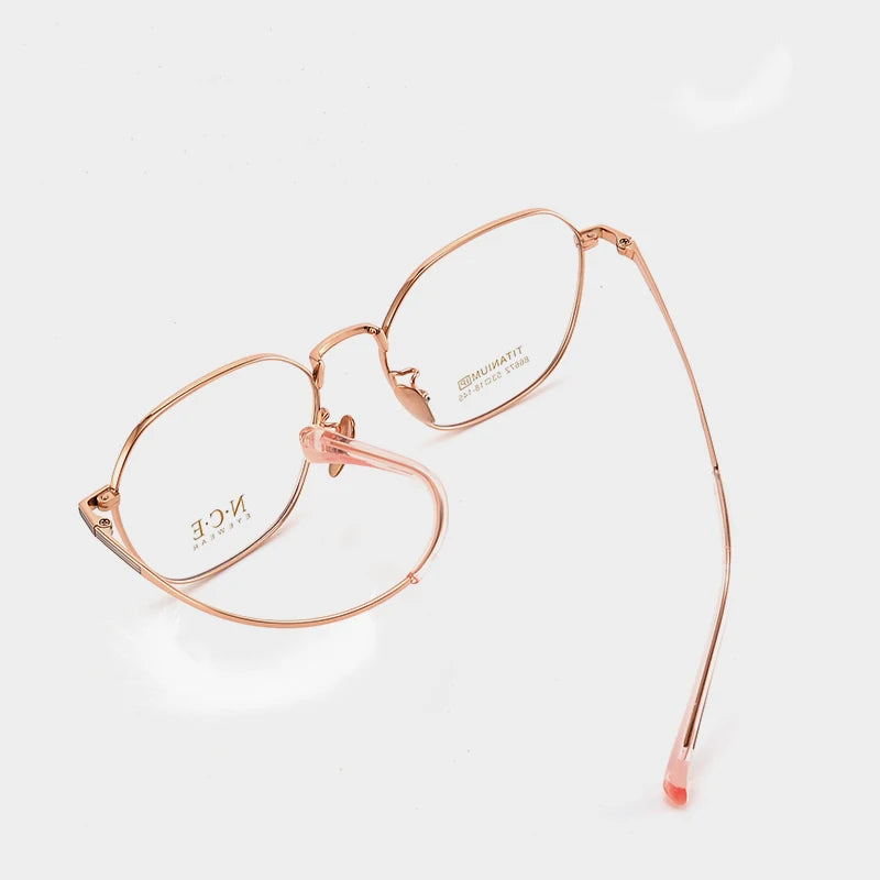 Bclear Unisex Full Rim Polygon Titanium Eyeglasses 86672 - Lightweight Durable Frame for Men & Women - Perfect for Reading, Work, and Everyday Wear