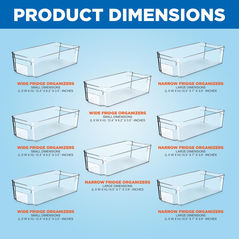Refrigerator Organizer Bins - Stackable Fridge Storage Containers for Fruits, Vegetables & Leftovers | Perfect for Kitchen Organization & Space Saving