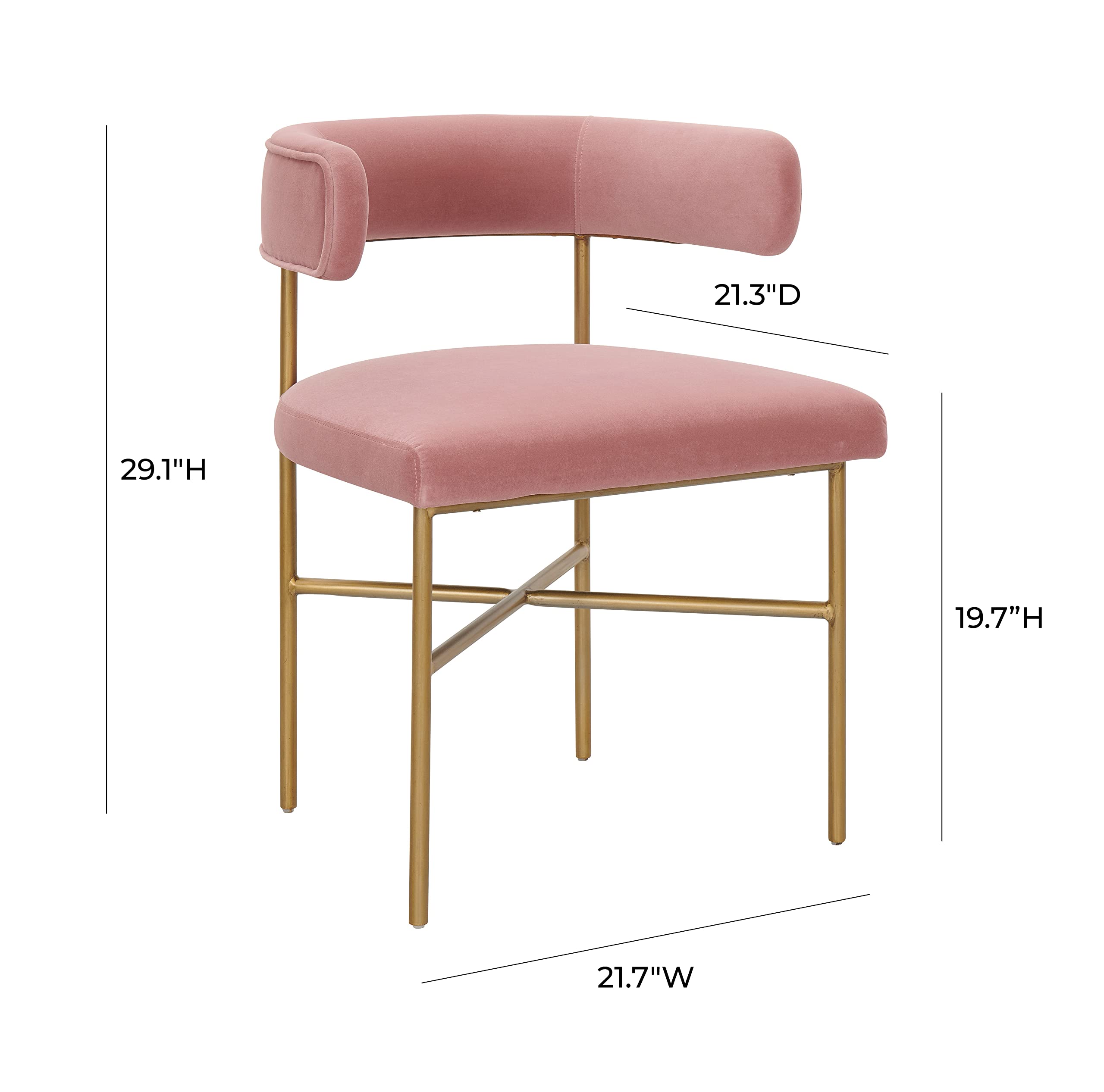 Tov Furniture Kim Performance Velvet Chair - Blush Pink Upholstered Accent Chair for Living Room, Bedroom & Office - Soft Velvet Fabric with Sturdy Wooden Legs - Modern Comfortable Seating for Home Decor