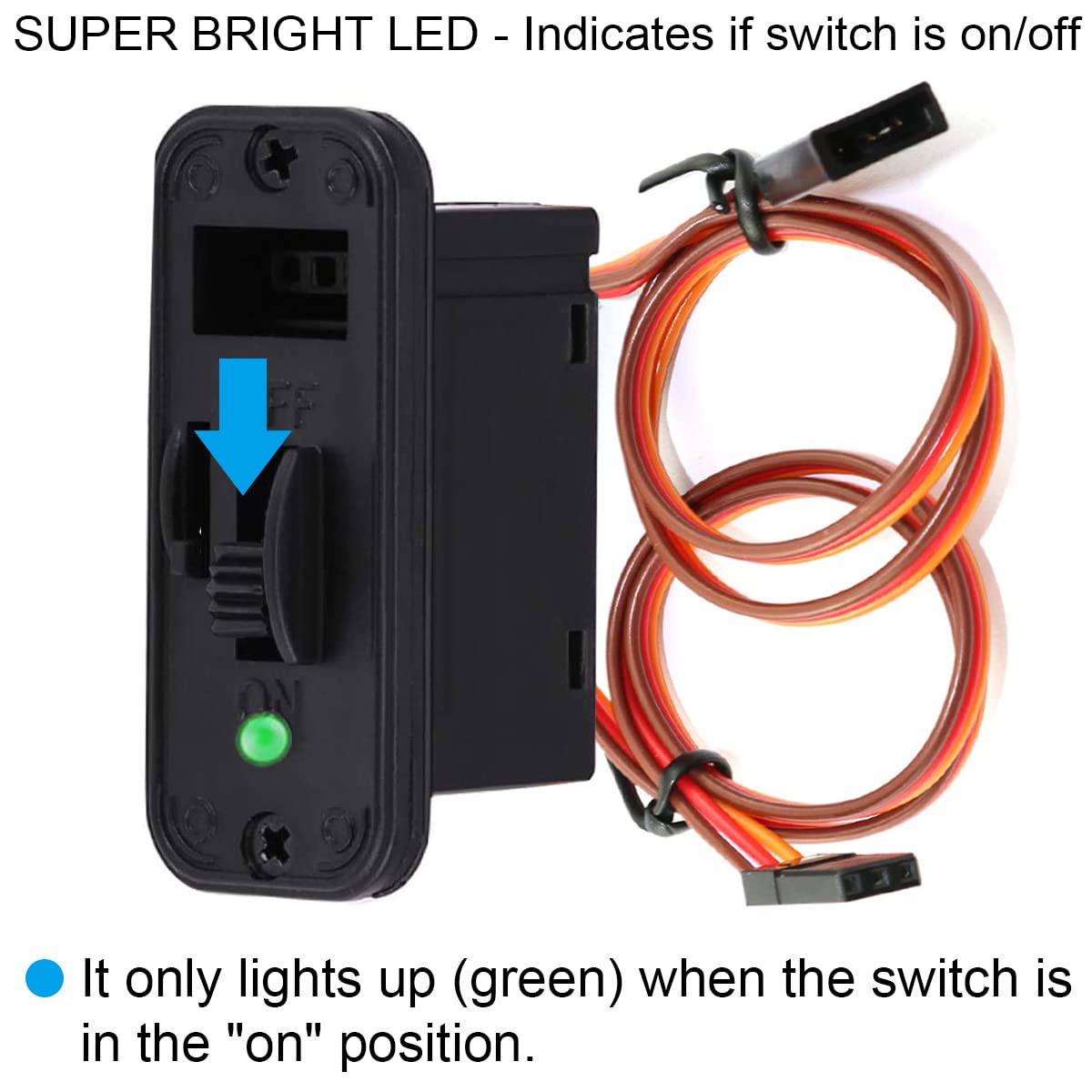 JR Heavy Duty RC Switch Connector - 2 Pack On/Off Switch with LED Indicator for Receiver & Servo | Perfect for RC Cars, Boats, Drones & Robotics Projects