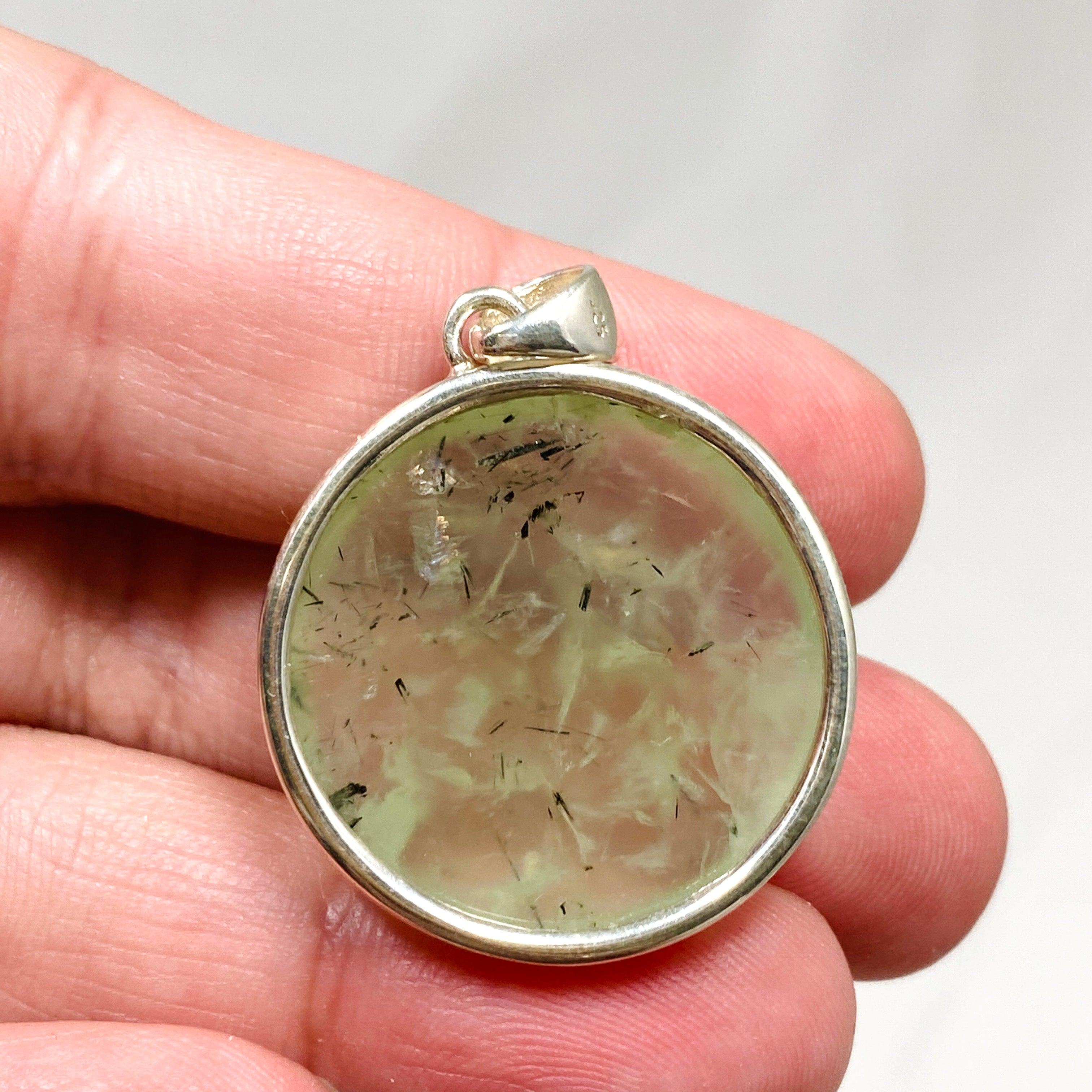Natural Prehnite Round Pendant Necklace KPGJ4284 - Elegant Gemstone Jewelry for Women, Perfect for Daily Wear, Gifts & Special Occasions