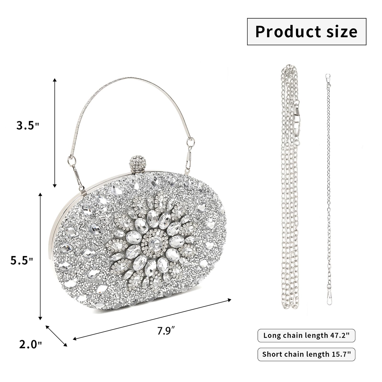Sparkly Rhinestone Clutch Purse for Women - Luxury Evening Handbag with Crystal Embellishments | Perfect for Parties, Weddings & Formal Events
