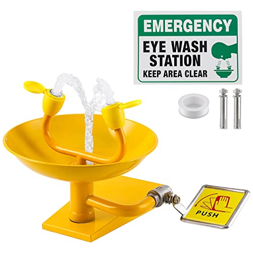 Wall-Mounted Emergency Eye Wash Station - Stainless Steel First Aid Safety Equipment with Eye Wash Sign for Workplace, Lab & Industrial Use