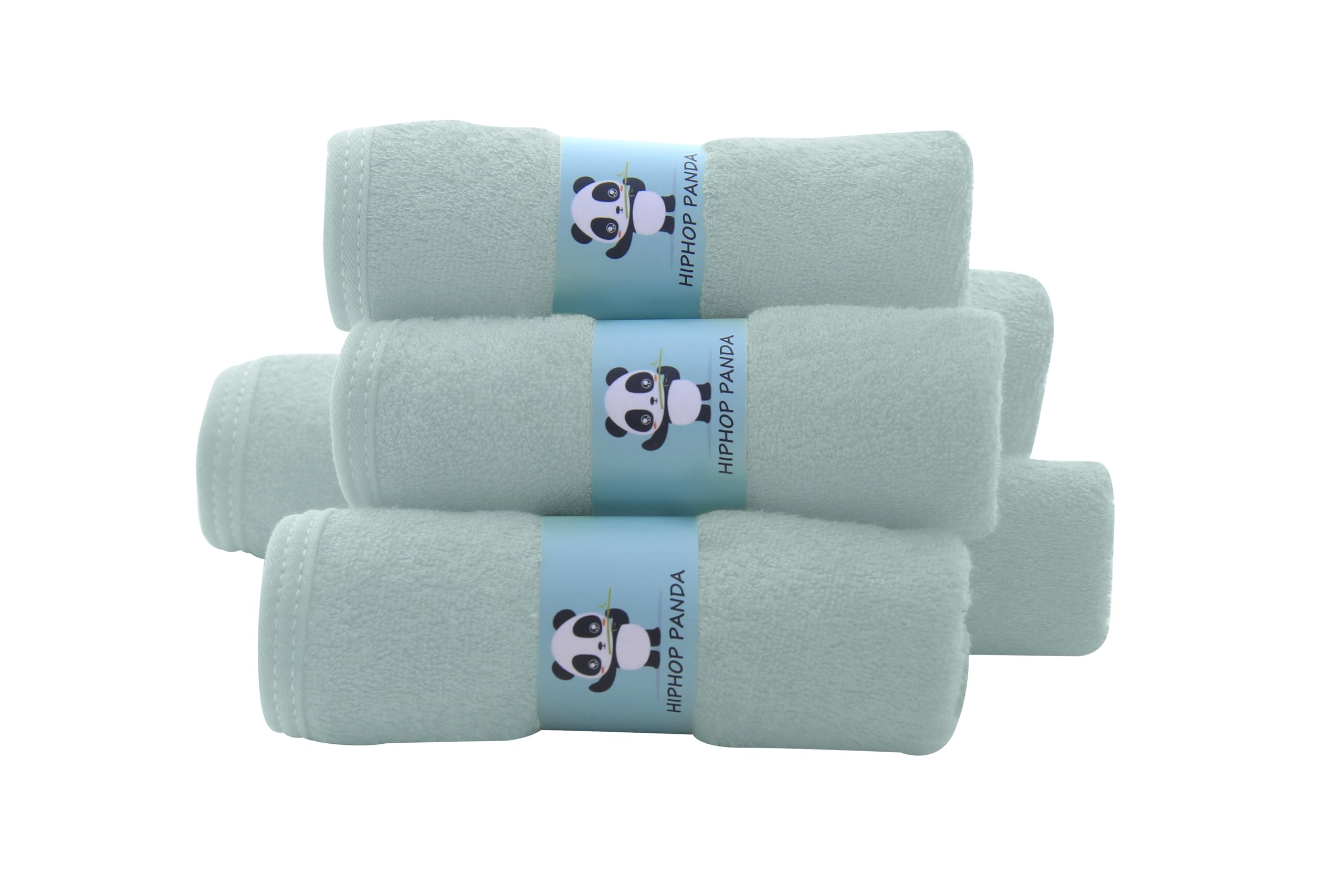 HIPHOP PANDA Baby Washcloths - 6 Pack Ultra Soft Bamboo Rayon Wash Cloths for Newborns & Delicate Skin | Gentle Face Towels & Makeup Remover | Perfect for Bath Time, Diaper Changes & Skincare Routine (Green)