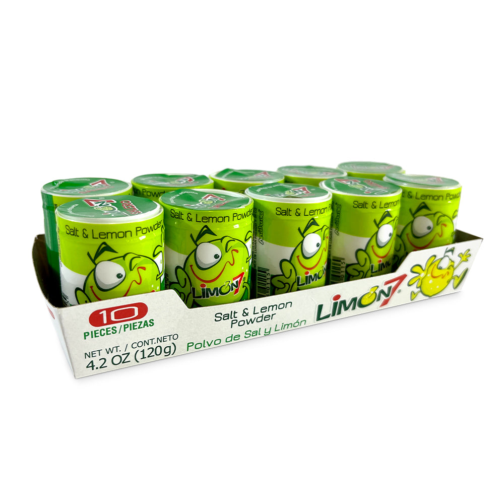 Dulces Anáhuac Limon7 Salt & Lemon Powder Shaker | 10ct Box | Perfect for Snacks, Fruits & Margaritas