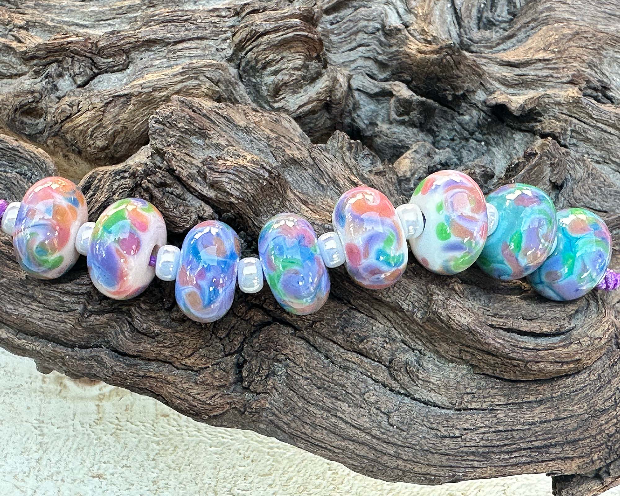 8-Piece Sunlit Garden Colorful Lampwork Glass Beads Set for Jewelry Making - DIY Bracelets, Necklaces & Craft Projects - Perfect for Beaders and Artisans