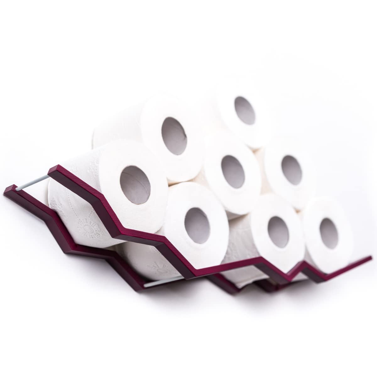 Wooden Toilet Paper Holder with Zigzag Design - Bathroom Shelf & Towel Rack for Modern Home Decor (Purple) - Perfect for Small Spaces, Apartments & Guest Bathrooms