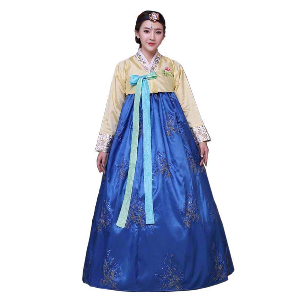 Korean Traditional Hanbok Dress for Women - Elegant Long Sleeve Palace Gown for Wedding, Dance & Cosplay | Authentic Korean Cultural Costume for Festivals & Special Occasions