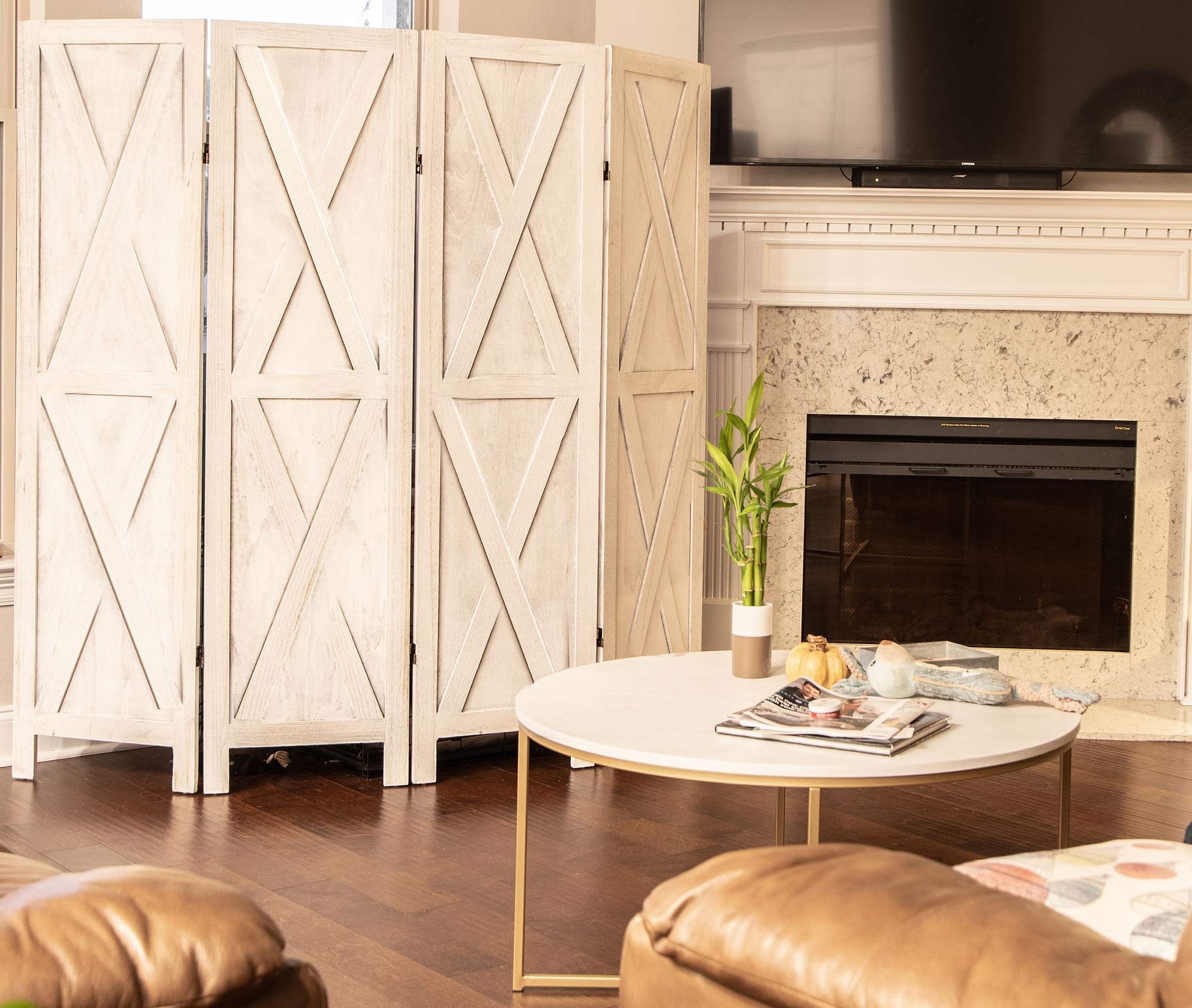 Premium 6-Panel Room Divider - Rustic Barnwood Folding Privacy Screen & Partition Wall for Home, Office, or Studio | Perfect for Creating Private Spaces, Home Decor, and Room Separation