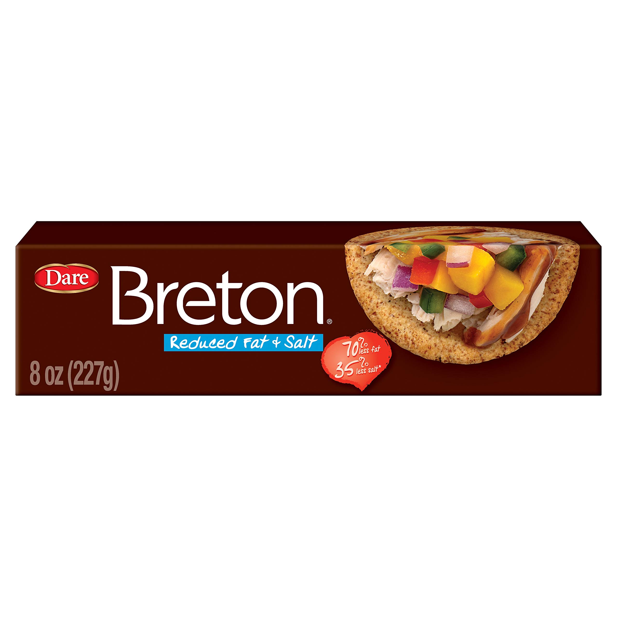 Dare Breton Reduced Fat & Salt Crackers - Healthy Snack, 8oz (Pack of 12) | Perfect for Lunchboxes, Office Snacks & Weight Management