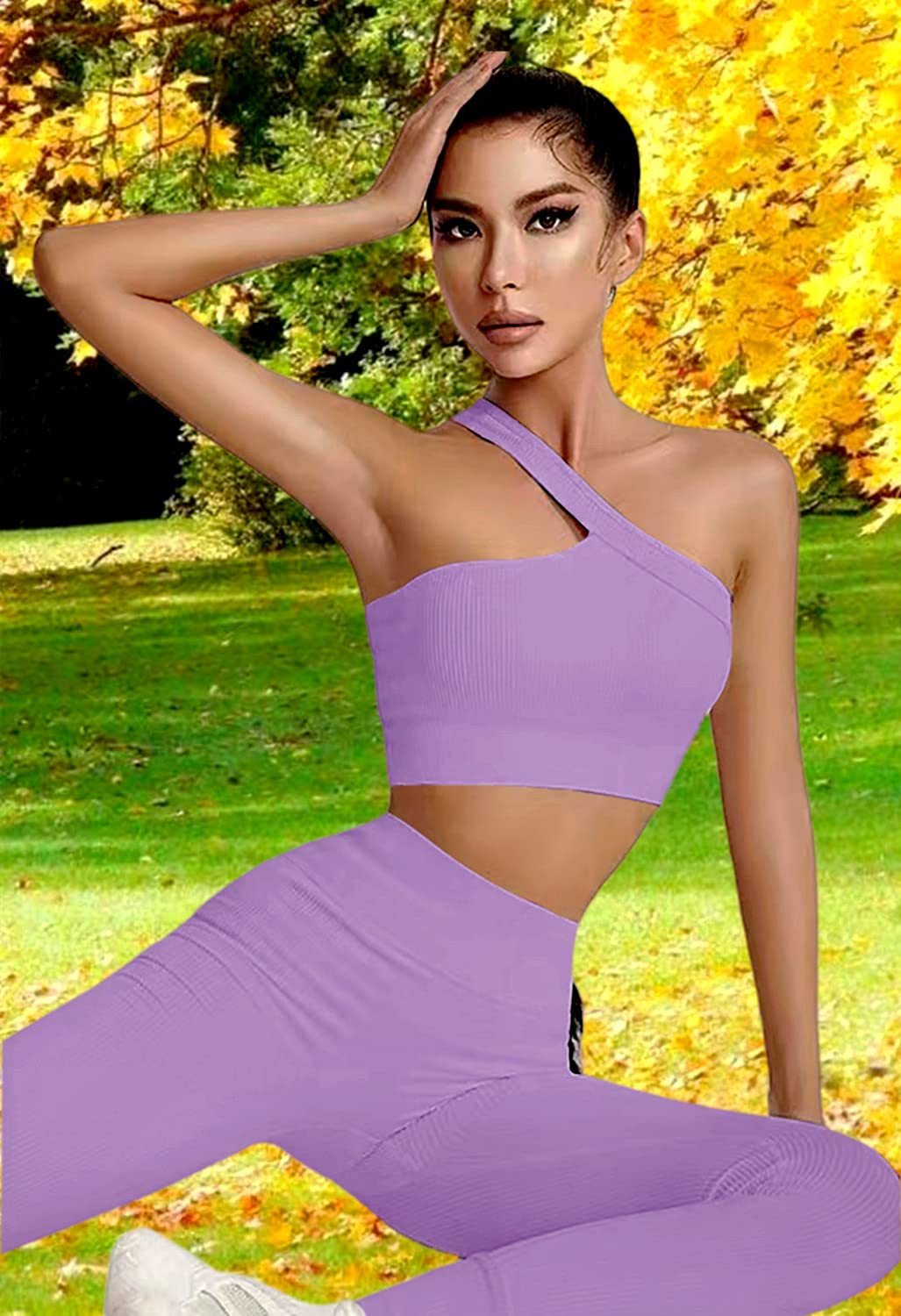 Seamless 2-Piece Workout Sets for Women - Sexy One Shoulder Sports Bra & High Waist Yoga Shorts | Gym, Running & Yoga Outfits