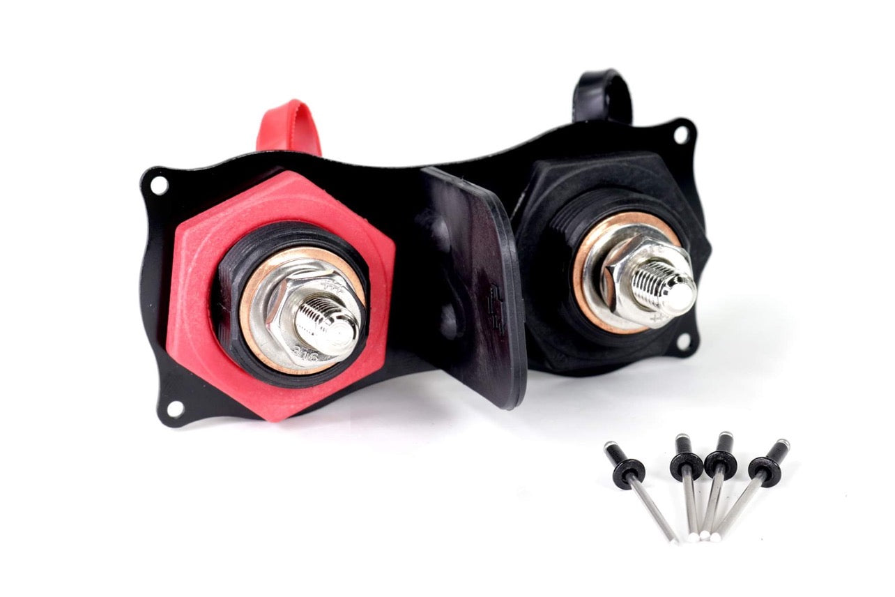 Battery Charging Lug Bulkhead with Black Anodized Mounting Flange 18-170 | Marine & RV Power Connection Solution