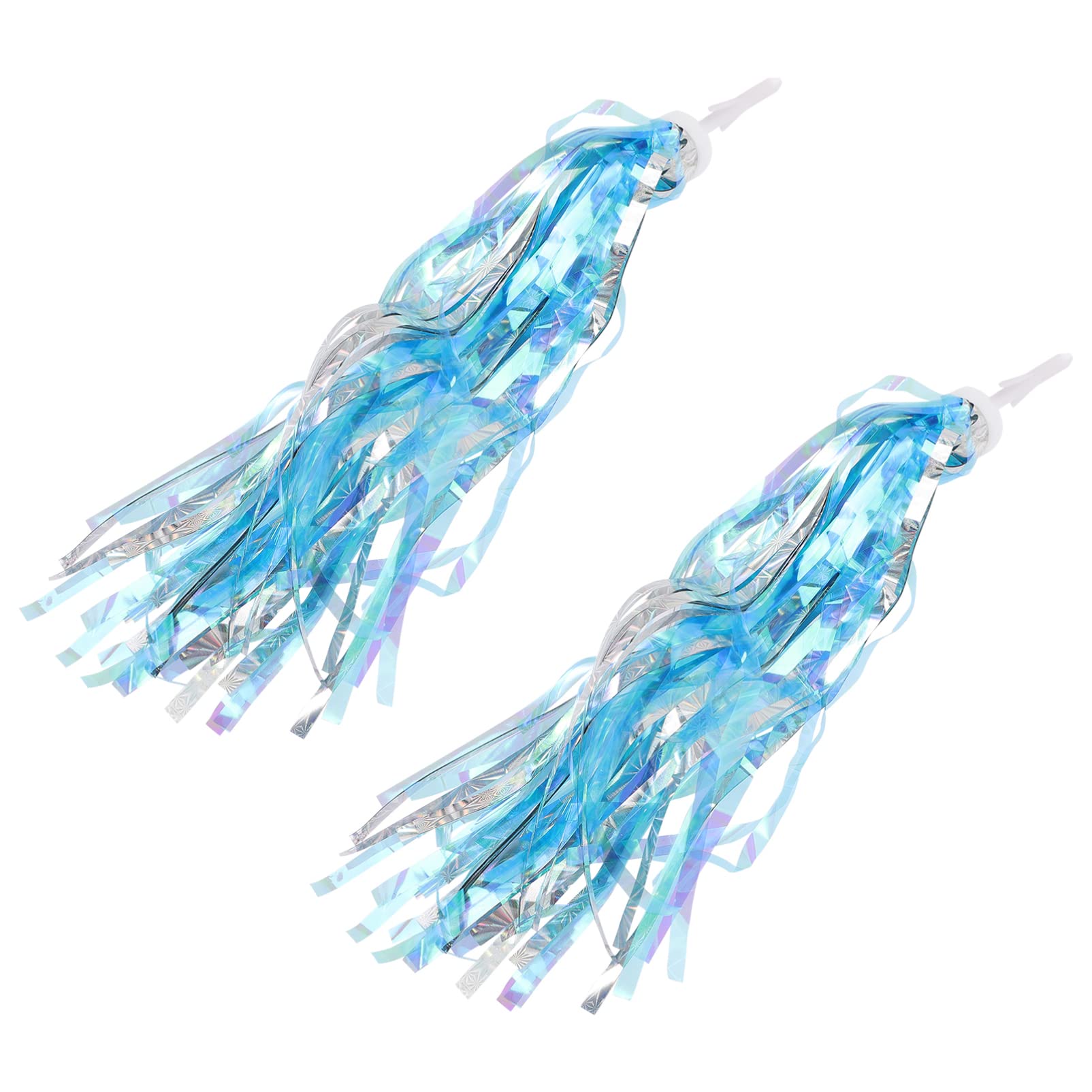 Jojofuny Kids Bike Tassel Ribbons - 2PCS Sky Blue Handlebar Streamers for Bicycle & Scooter Decor