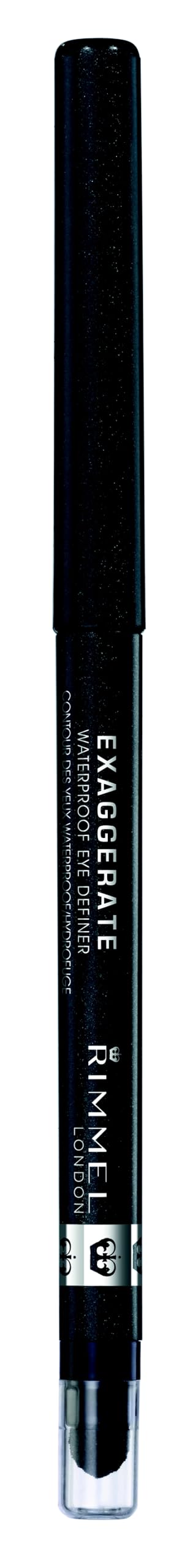Rimmel London Exaggerate Waterproof Eye Definer Eyeliner - Highly Pigmented, Long-Wearing, Smudge Proof with Built-In Smudger - 264 Earl Grey (0.01oz) - Perfect for Everyday Makeup & Dramatic Eye Looks