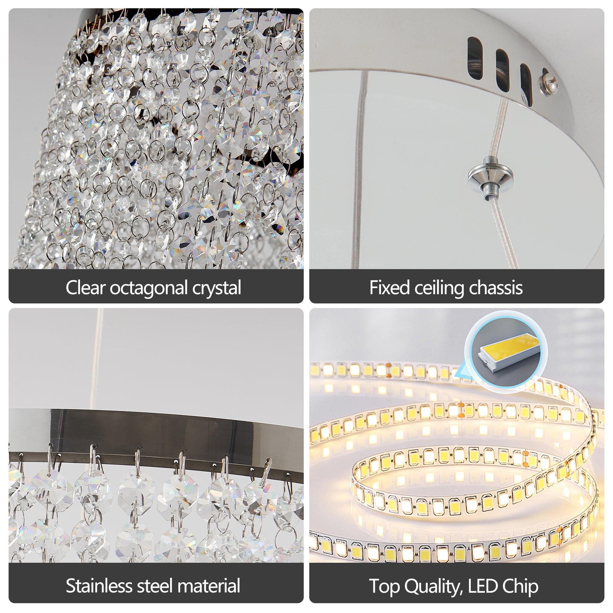 15.7 Inch Modern Luxury Crystal Chandelier - Elegant Hanging Ceiling Lamp with Pendant Lighting for Dining Room, Living Room & Bedroom Decor