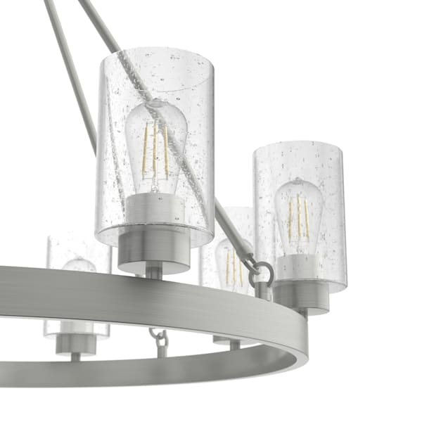 Hunter Hartland 8-Light Chandelier in Brushed Nickel - Modern Ceiling Lighting Fixture for Dining Room, Living Room & Bedroom