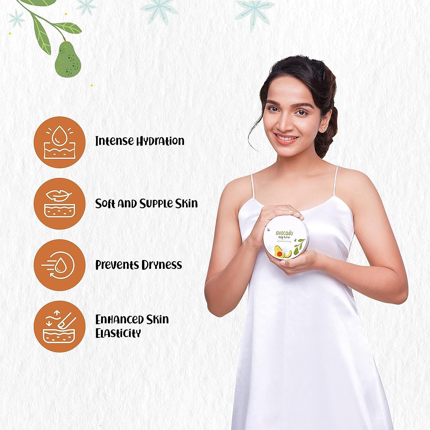 JAY Avocado Moisturizing Body Butter with Cocoa & Shea Butter - Deep Hydration & Nourishment for Dry Skin - Sulfate & Paraben Free - 200g - Perfect for Daily Moisturizing, After Shower Care & Gift Giving