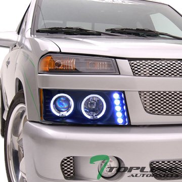 BLK DRL LED Halo Projector Headlights for Chevy Colorado & GMC Canyon - High Performance Car Lights with Daytime Running Lights - Perfect for Night Driving & Off-Road Adventures