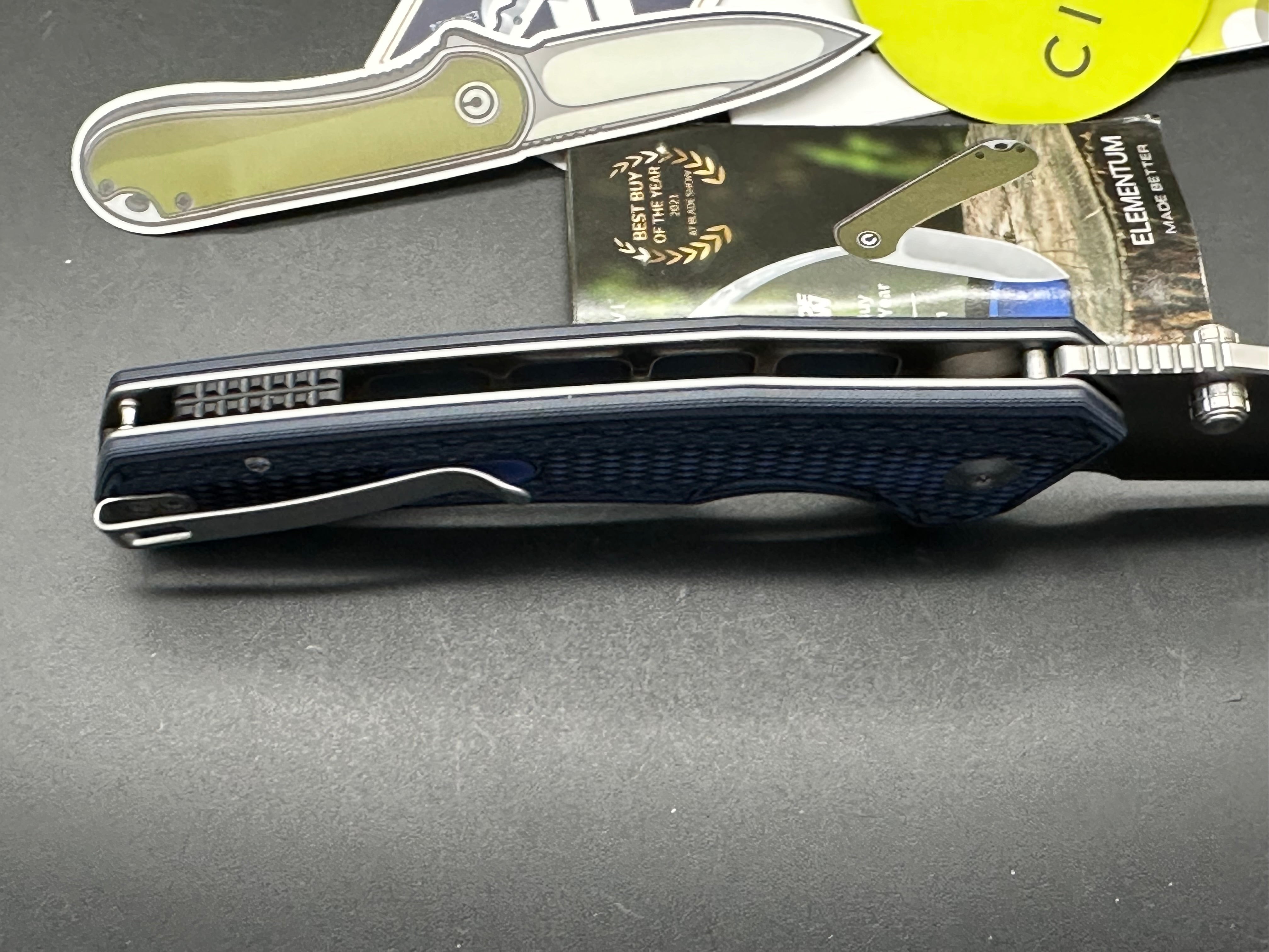 CIVIVI Vexillum Folding Knife - Blue/Black Layered G10 Handle, Nitro-V Clip Point Plain Edge - EDC, Outdoor, Camping, Survival Tool