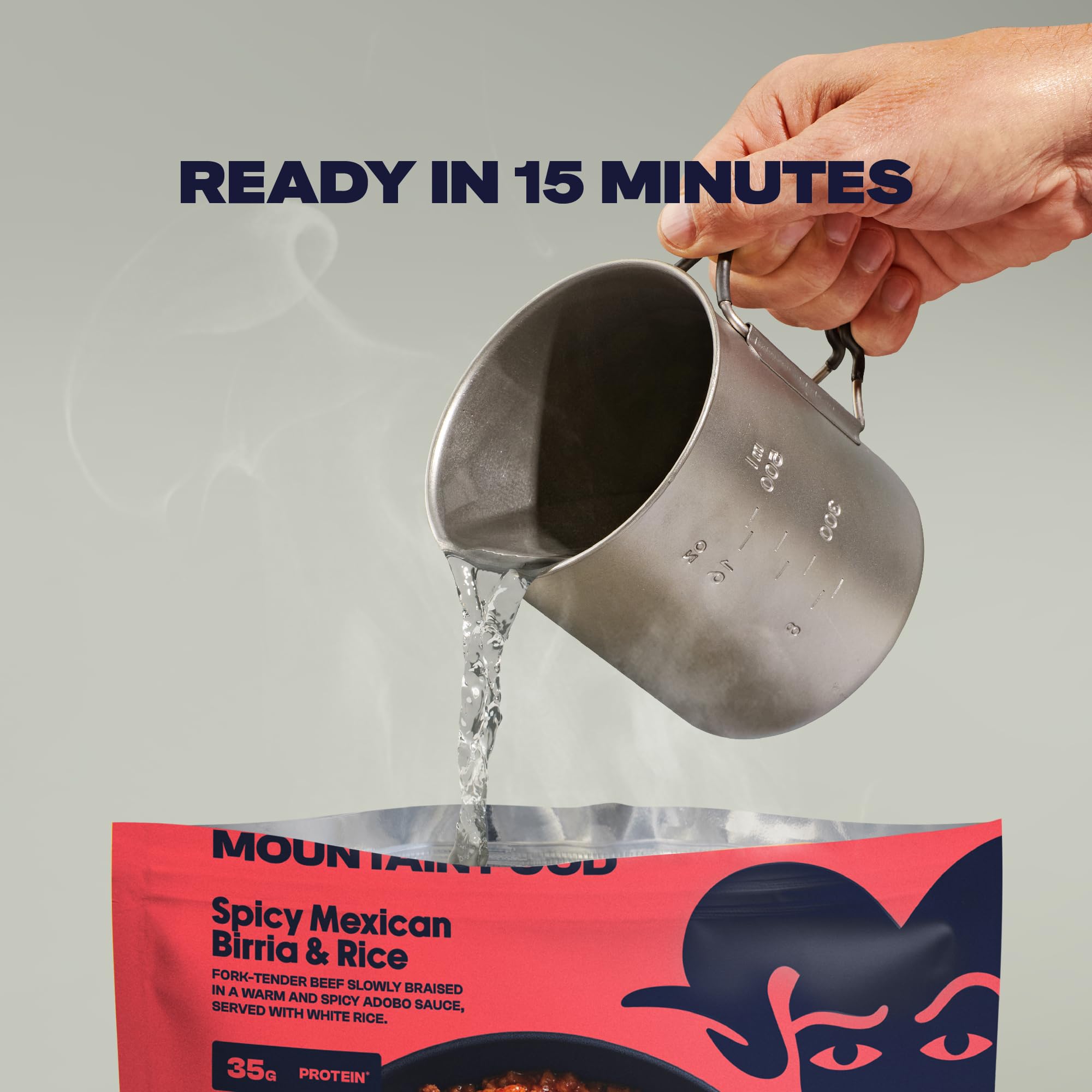 BIGHORN Mountain Food Spicy Mexican Birria and Rice - Freeze Dried Backpacking Meals - Dehydrated Camping Food - Just Add Water - Great Taste - 2 Servings - Perfect for Hiking, Emergency Preparedness & Outdoor Adventures