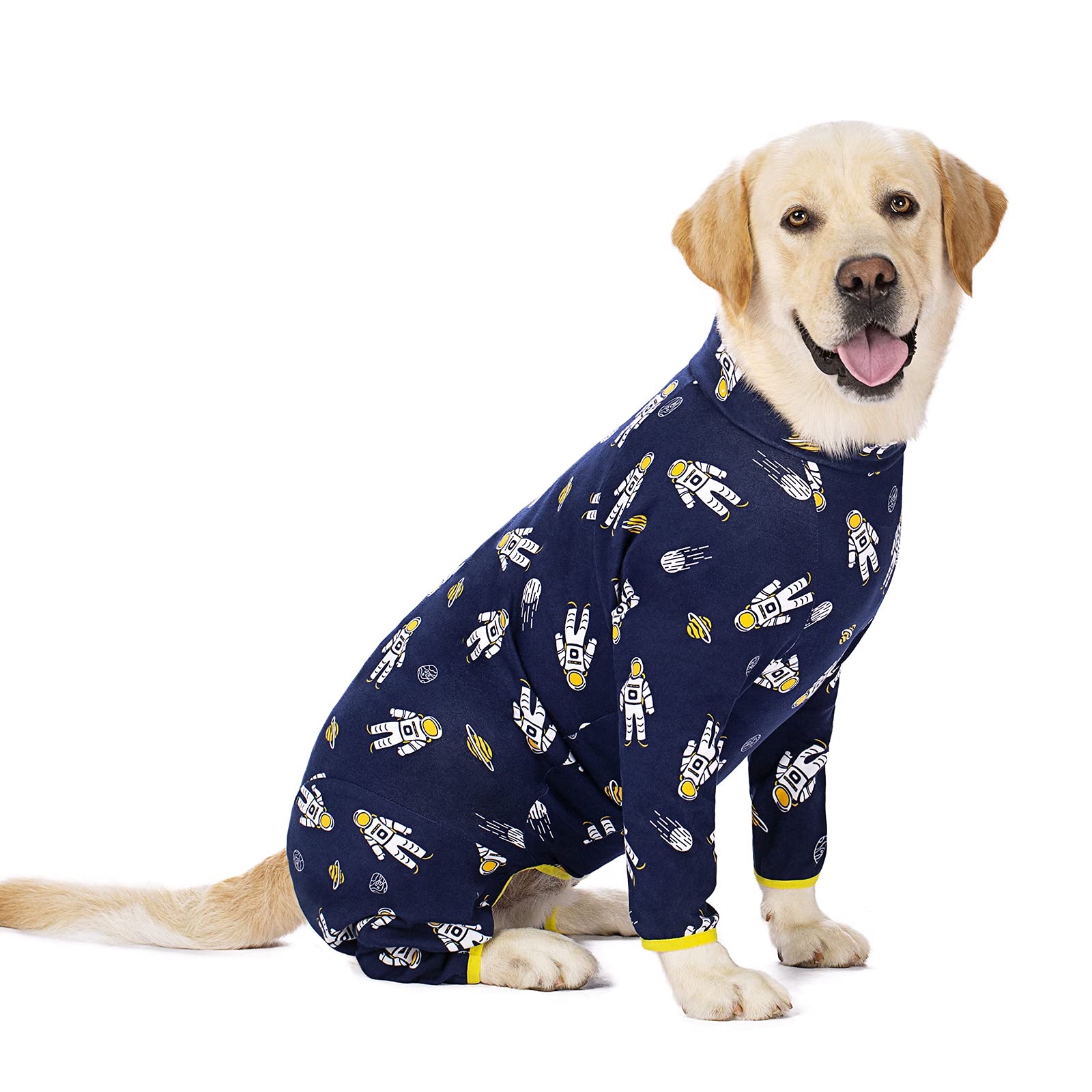 Miaododo Cotton Large Dog Pajamas with Strawberry Print - Full Belly Coverage Dog PJS for Medium & Large Dogs - Post-Surgery Recovery & Holiday Outfit (Size 38: 42.52