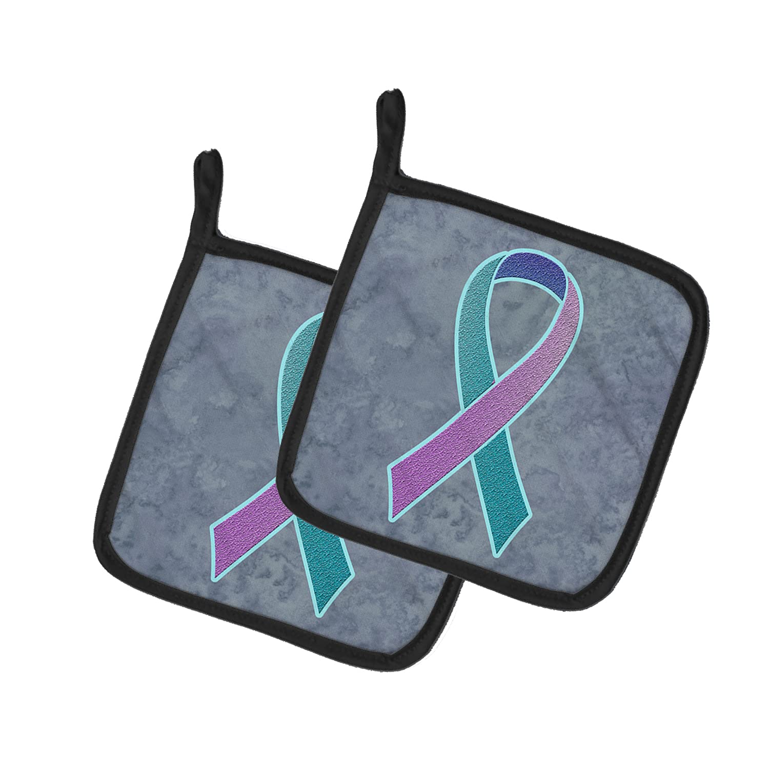 Thyroid Cancer Awareness Pot Holders Set - Heat Resistant Oven Mitts for Cooking, Baking & BBQ (7.5