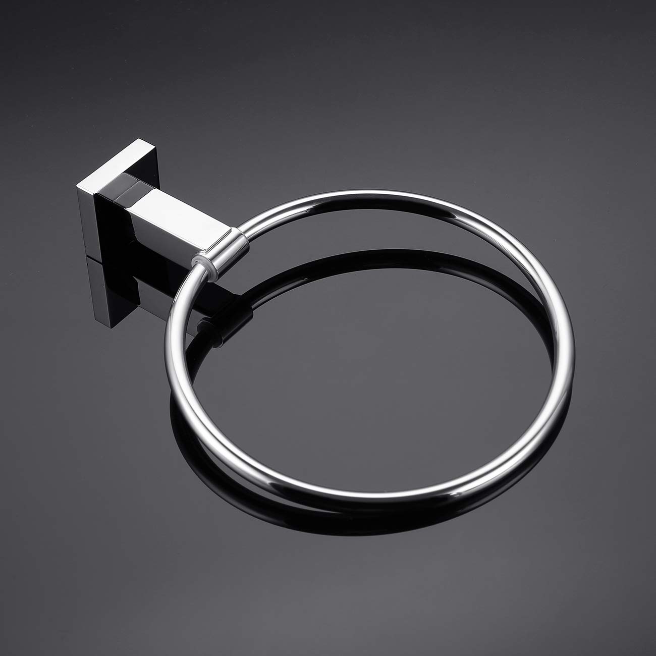 Miyili SUS 304 Stainless Steel Round Bathroom Towel Ring - Wall Mounted Polished Hand Towel Holder for Bath, Kitchen & Guest Room (Model D02C)