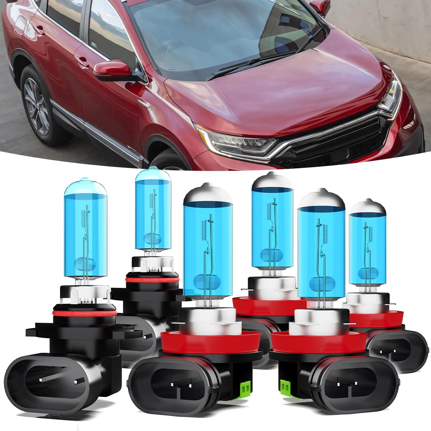 Halogen Headlight Bulbs Kit for 2015-2019 Honda CR-V - 9005/HB3 High Beam + H8/H9/H11 Low Beam + H11 Fog Light Combo - Plug and Play Replacement (6-Pack) - Perfect for Night Driving & Off-Road Adventures