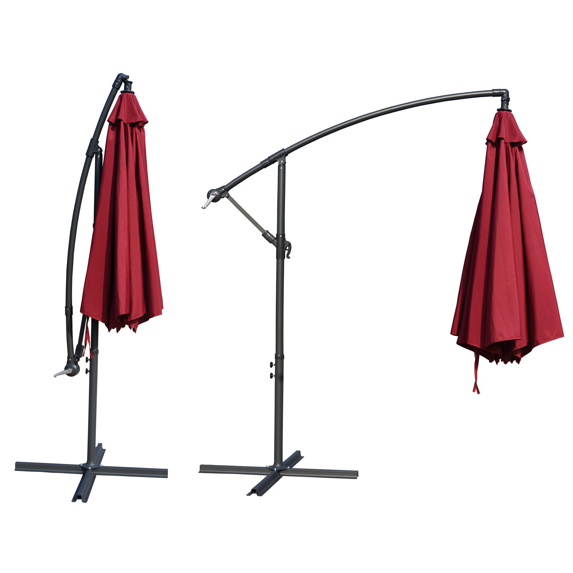 Kozyard 10-Foot Offset Cantilever Hanging Patio Umbrella - Large Market Style Outdoor Umbrella for Balcony, Garden, Terrace (Burgundy Red) - Perfect for Poolside Lounging, Outdoor Dining, and Shade Protection
