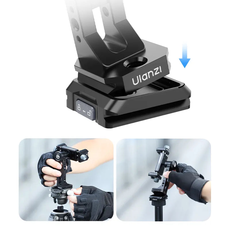 Ulanzi MA53 Arca Swiss Quick Release Phone Mount M028 - Compatible with iPhone, Samsung & Smartphones - Perfect for Vlogging, Photography & Travel Accessories