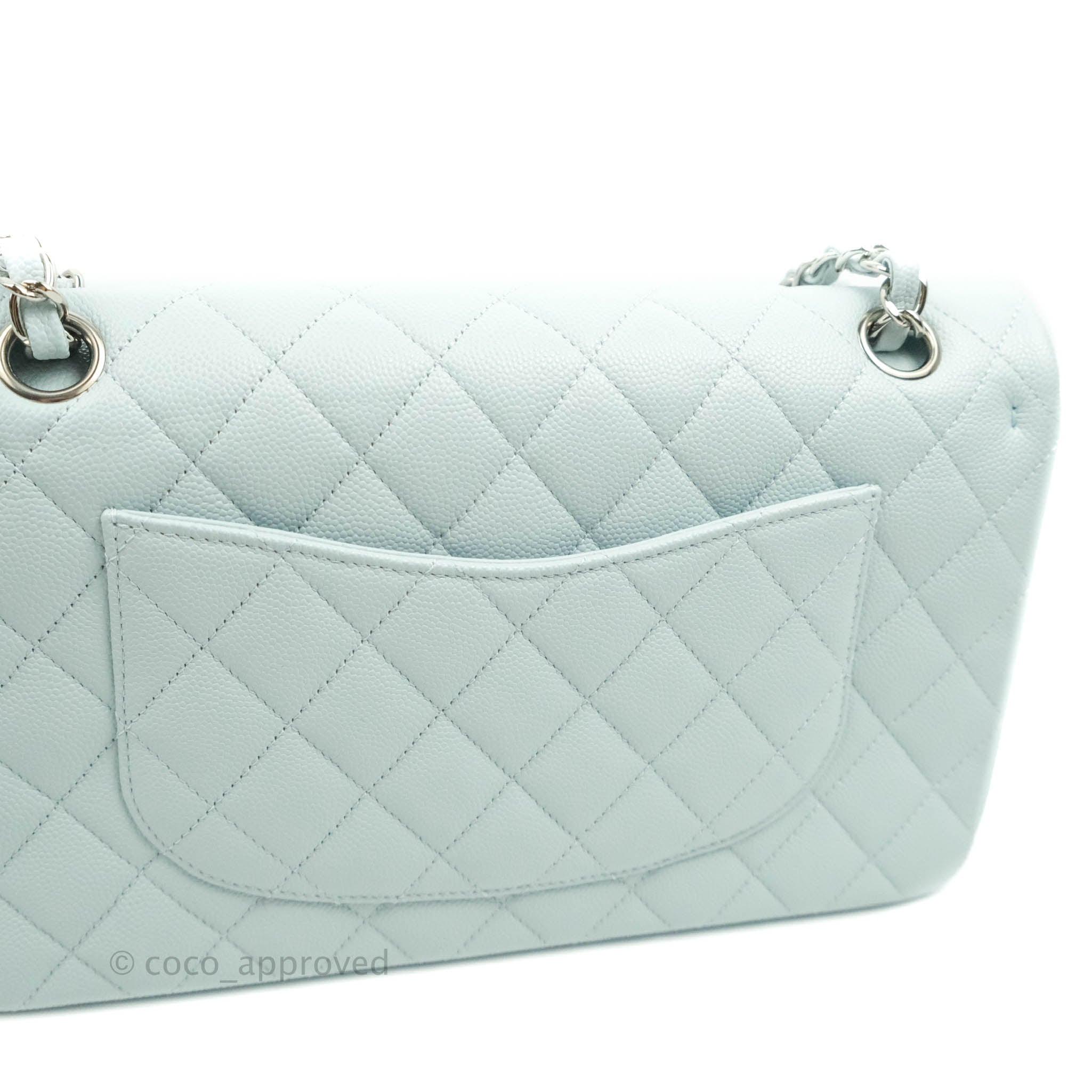 Chanel Classic M/L Medium Double Flap Bag in Blue Caviar Leather with Silver Hardware 21K Collection - Perfect for Luxury Fashion, Evening Events & Gift Giving