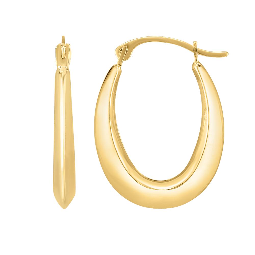 10K Gold Oval Lightweight Hoop Earrings for Women - Dainty Everyday Jewelry, Minimalist Style, Perfect for Work & Casual Wear