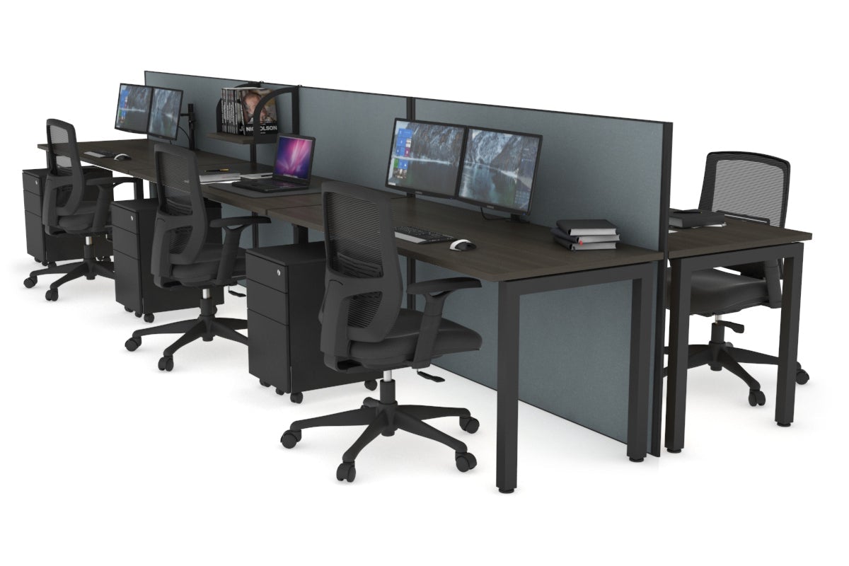 Horizon Quadro 6p Bench Square Legs Office Workstation [1800L x 700W] - Durable Modern Office Desk for Workspace & Home Office Setup