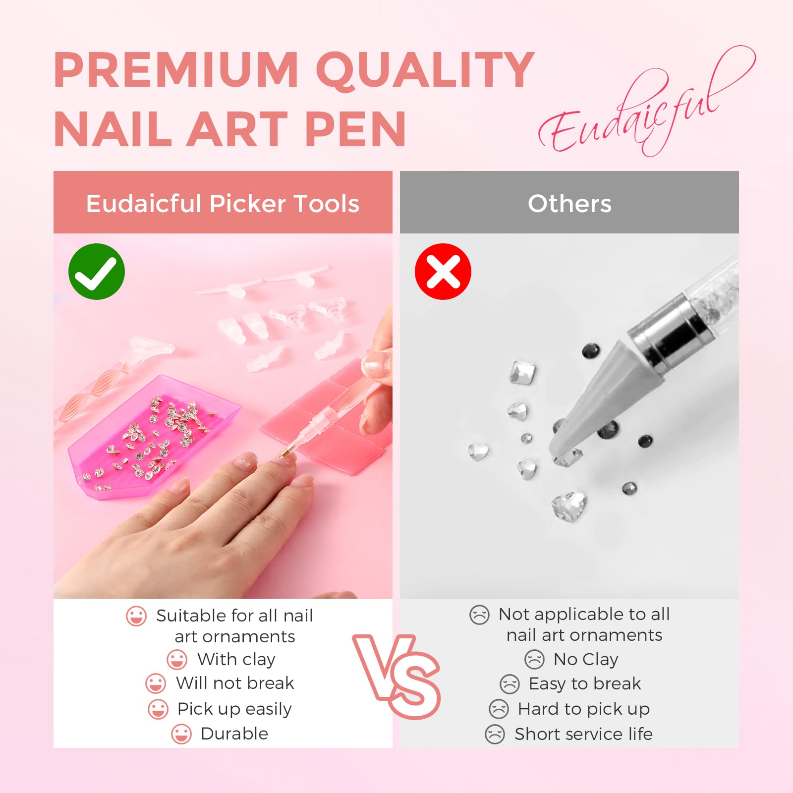 Rhinestone Picker Tool Kit - 2Pcs Dual-Ended Rhinestone Applicator with 12 Upgraded Plastic Tips for DIY Nail Art, Jewelry Making & Crafting | Perfect for Nail Salon, Home Manicure & Creative Projects