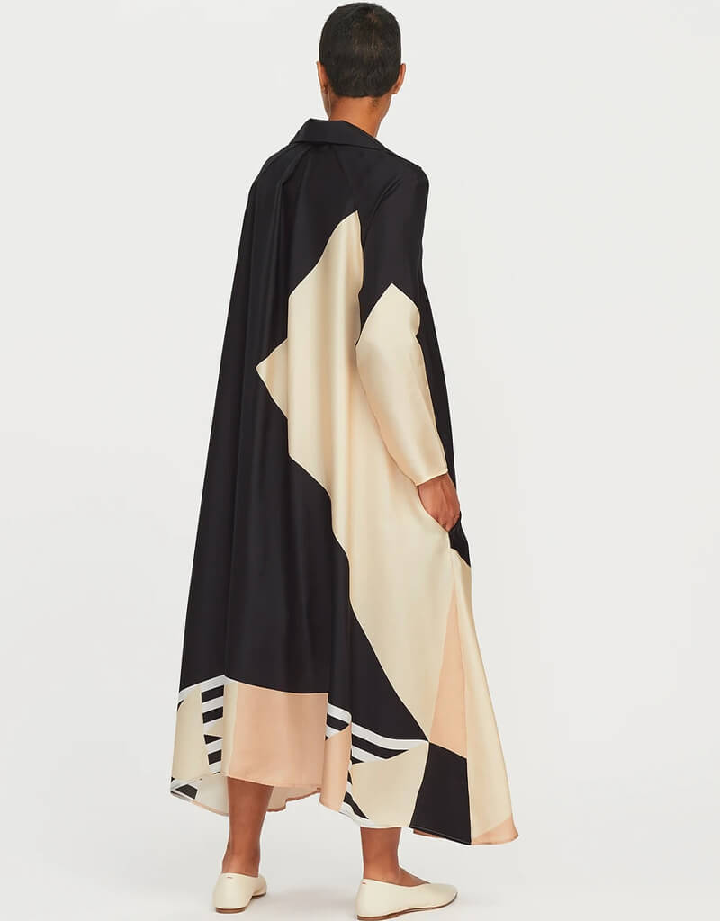 Elegant Black French Crepe Kaftan Dress for Women - Boho Chic Loungewear & Beach Cover Up - Perfect for Vacation, Poolside, and Summer Evenings