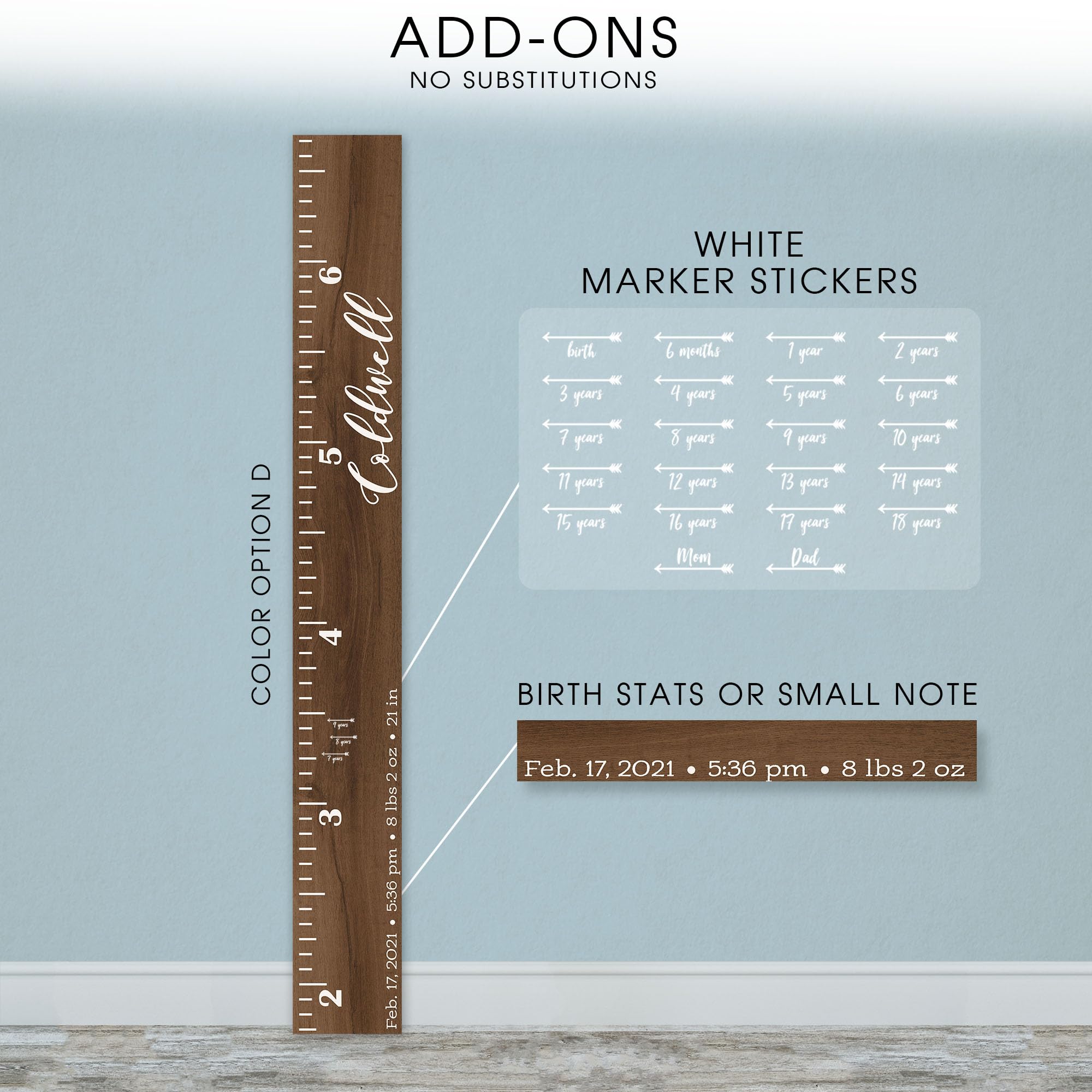 Wooden Kids Growth Chart Ruler - Handmade Nursery Decor for Boys & Girls | Perfect for Baby Room, Playroom & Home Decor | Back40Life The Coldwell