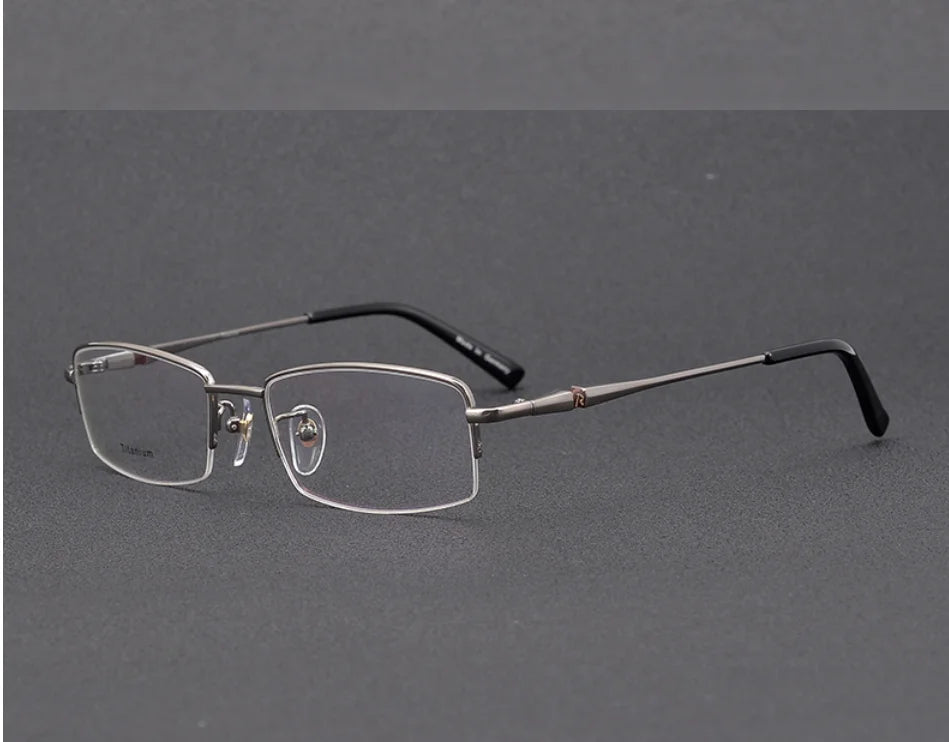 Aimee Unisex Semi-Rimless Square Titanium Eyeglasses Frame 65023 - Lightweight Durable Glasses for Work, Reading & Everyday Wear