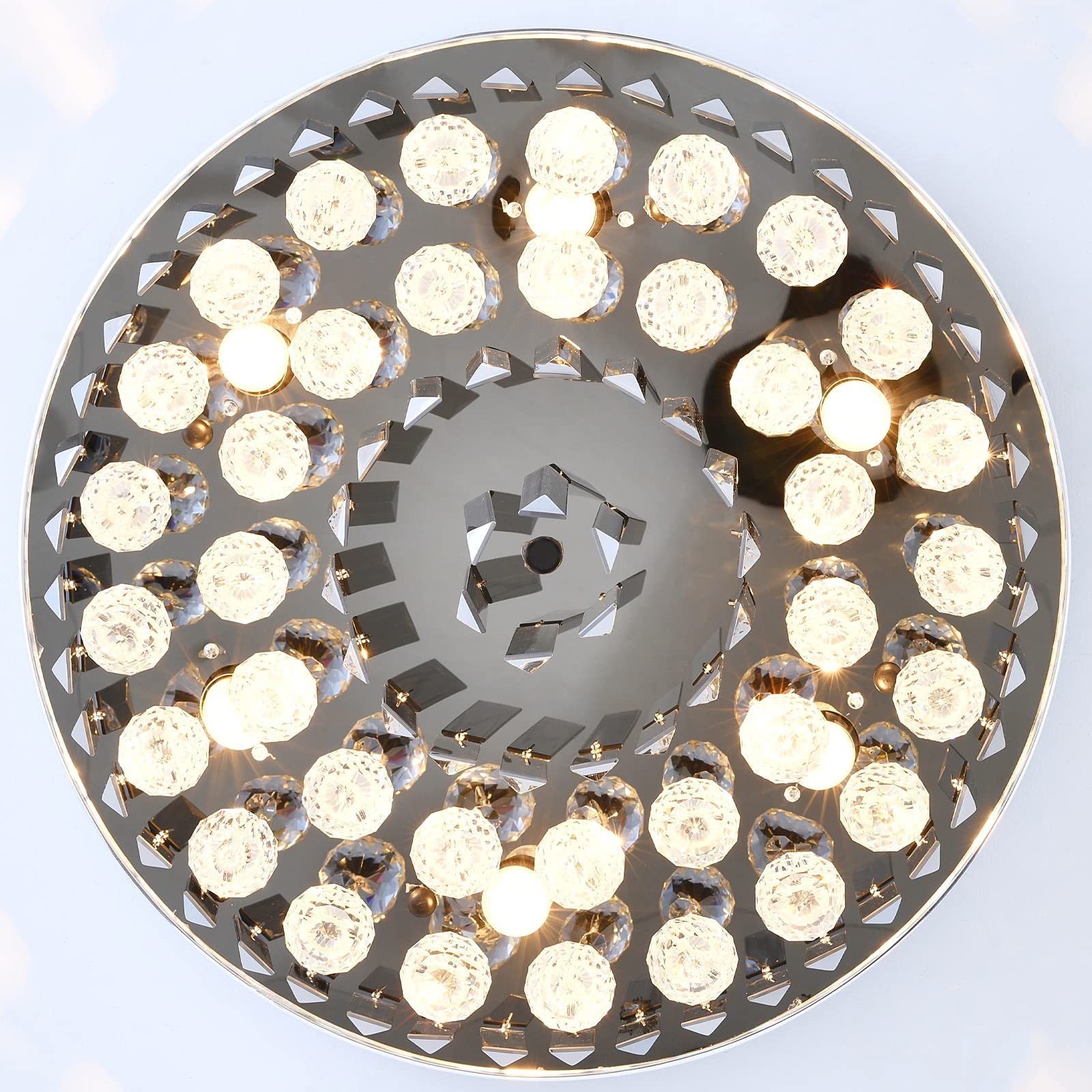 6-Light Modern Crystal Chandelier with Smoky Gray Rectangle & Clear Raindrop Crystals - 20
