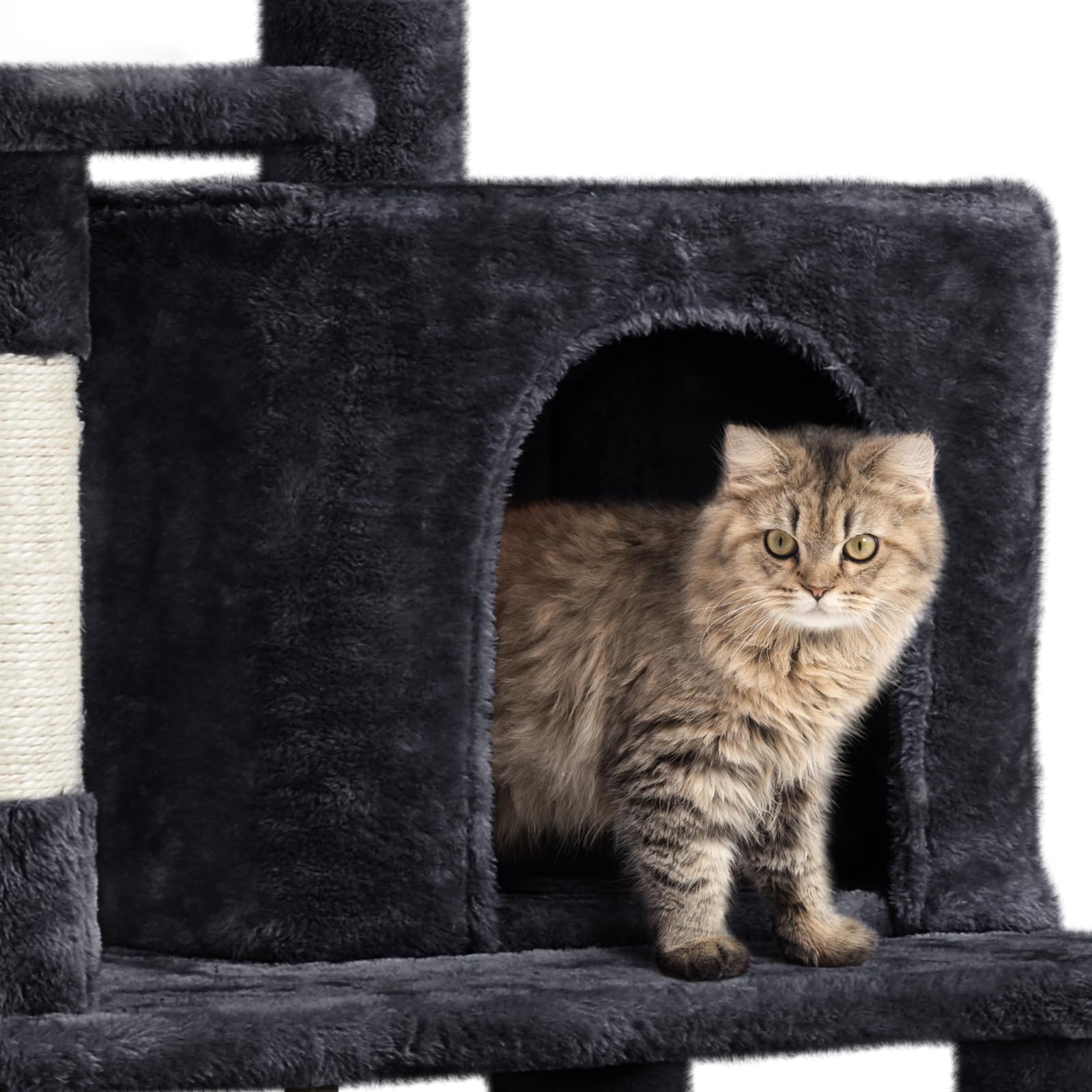 Yaheetech 63in Multi-Level Cat Tree Tower for Indoor Cats - Tall Cat Climbing Furniture with Sisal-Covered Scratching Posts, Condo & Perches - Durable Cat Activity Center for Kittens & Adult Cats (Black, Large) - Perfect for Small Spaces, Apartments & Play Areas