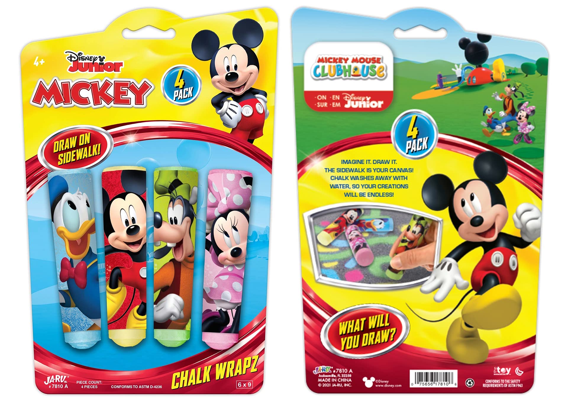 Disney Mickey & Minnie Jumbo Sidewalk Chalk Sticks (12-Pack) - Non-Toxic Washable Outdoor Chalk for Kids - Perfect for Driveway Art, Birthday Parties & Summer Outdoor Activities A-7810-1